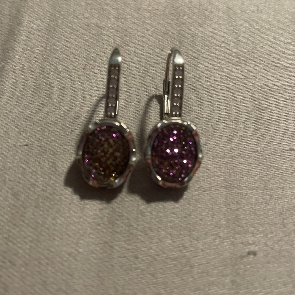 Harley Davidson purple Druzy earrings